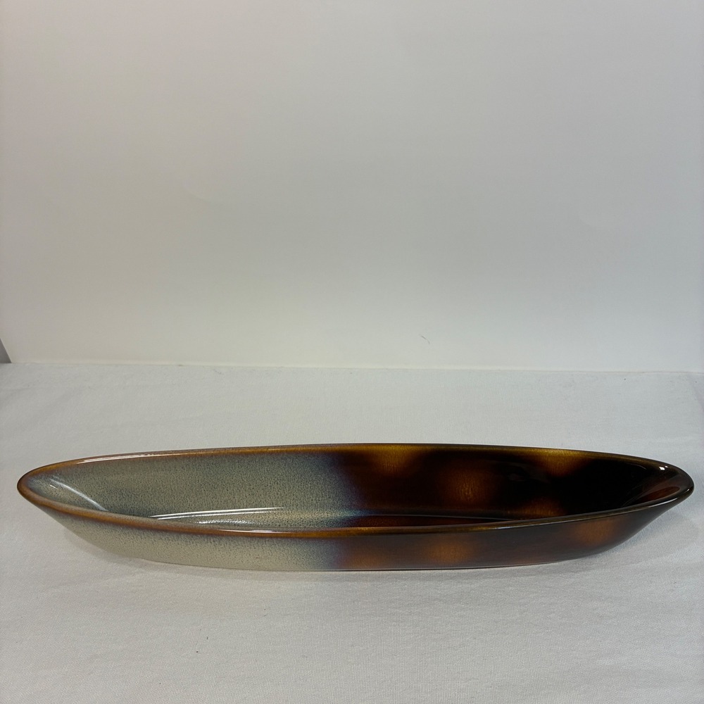 Abode Pottery Olive Tray Stoneware 14in Brown Tortoise Shell Earthy Granola Boho - Picture 6 of 8
